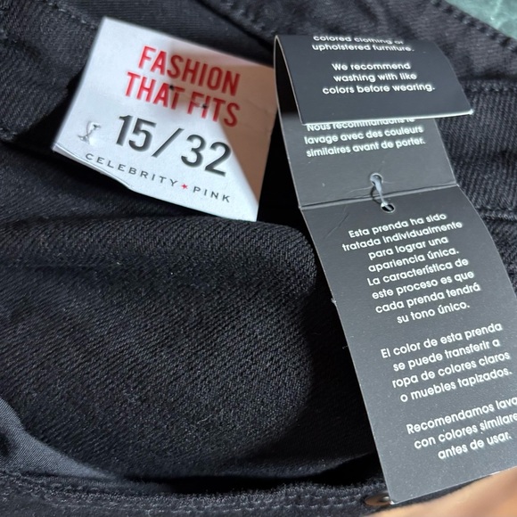 Celebrity Pink Black Flare Jeans Women’s 15/32 Stretch Denim Mid Rise - Picture 7 of 9